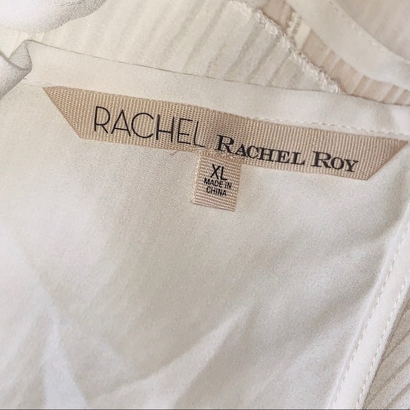Rachael Roy White Pleated Cold Shoulder Tank - Picture 6 of 10